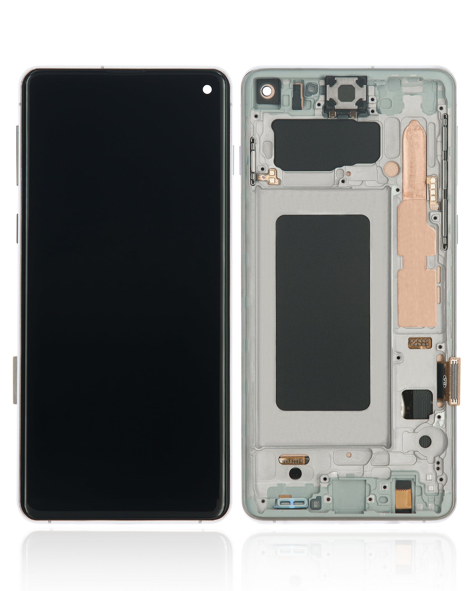 Replacement LCD Assembly With Frame (Without Finger Print Sensor) Compatible For Samsung Galaxy S10 (Aftermarket Plus: TFT) (Prism White)