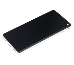Replacement LCD Assembly With Frame (Without Finger Print Sensor) Compatible For Samsung Galaxy S10 (Aftermarket Plus: TFT) (Prism White)