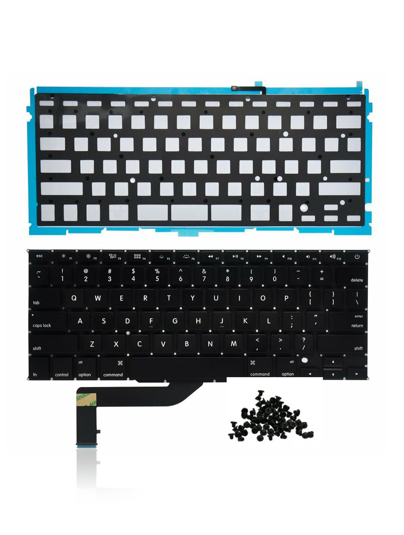 Keyboard W/ Backlight & Screws (US English) Compatible For MacBook Pro 15" Retina (A1398 / Mid 2012 / Late 2013 / Mid 2014 / Mid 2015)