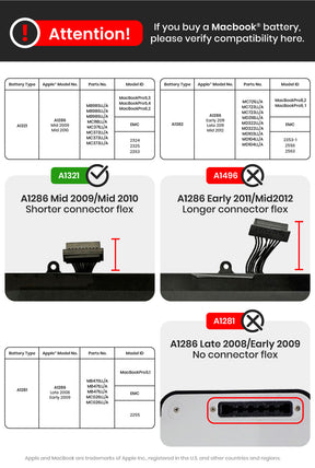 Battery (A1321) Compatible For MacBook Pro Unibody 15" (A1286 / Mid 2009 / Mid 2010)