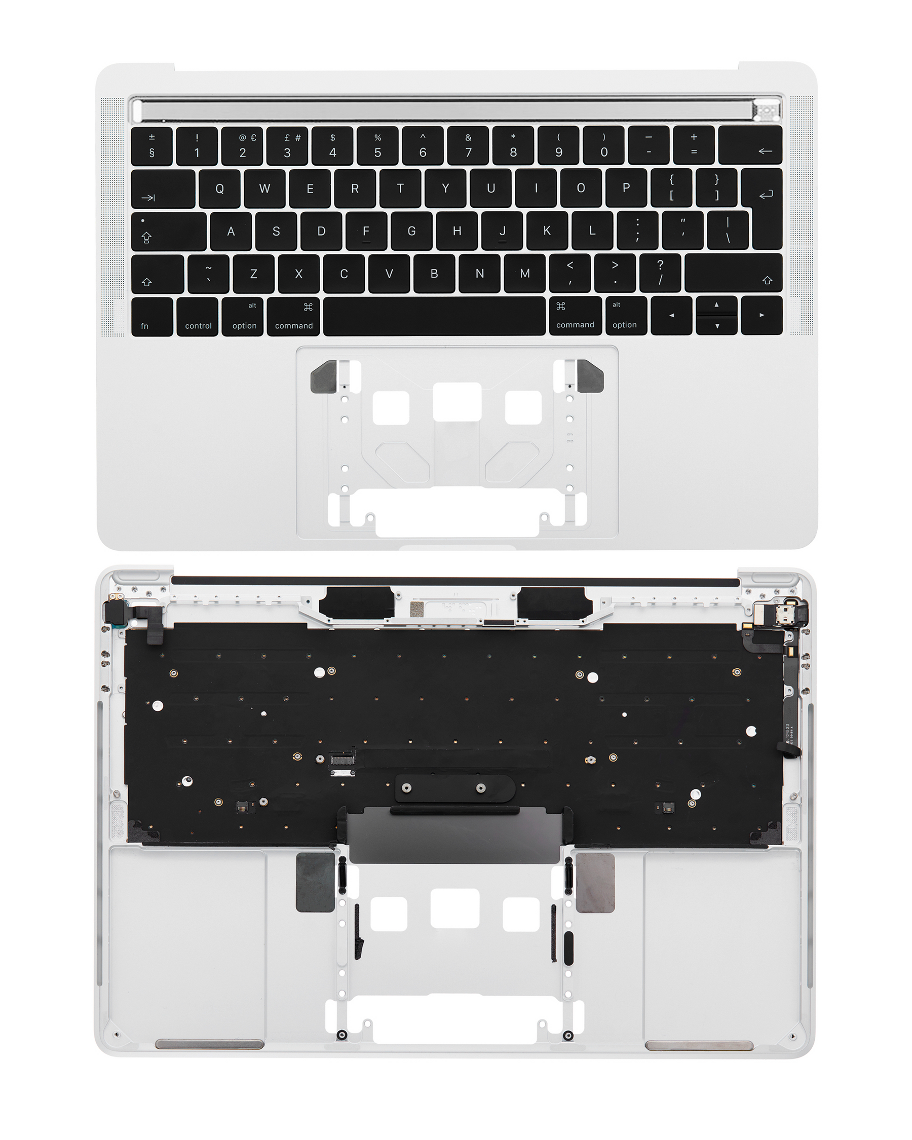 Top Case With Keyboard Compatible For MacBook Pro 13" W/ Touch Bar (A1706 / Late 2016 / Mid 2017) (UK English) (Used OEM Pull: Grade New) (Silver)