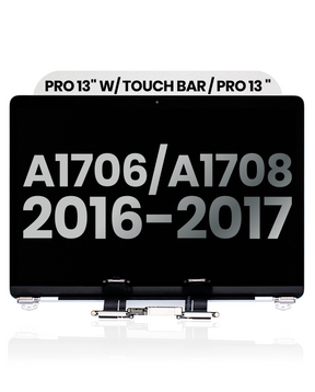 Complete LCD Display Assembly Compatible For MacBook Pro 13" W/ Touch Bar / Pro 13" (A1706 / A1708 / Late 2016 / Mid 2017) (Used OEM Pull: Grade A) (Silver)