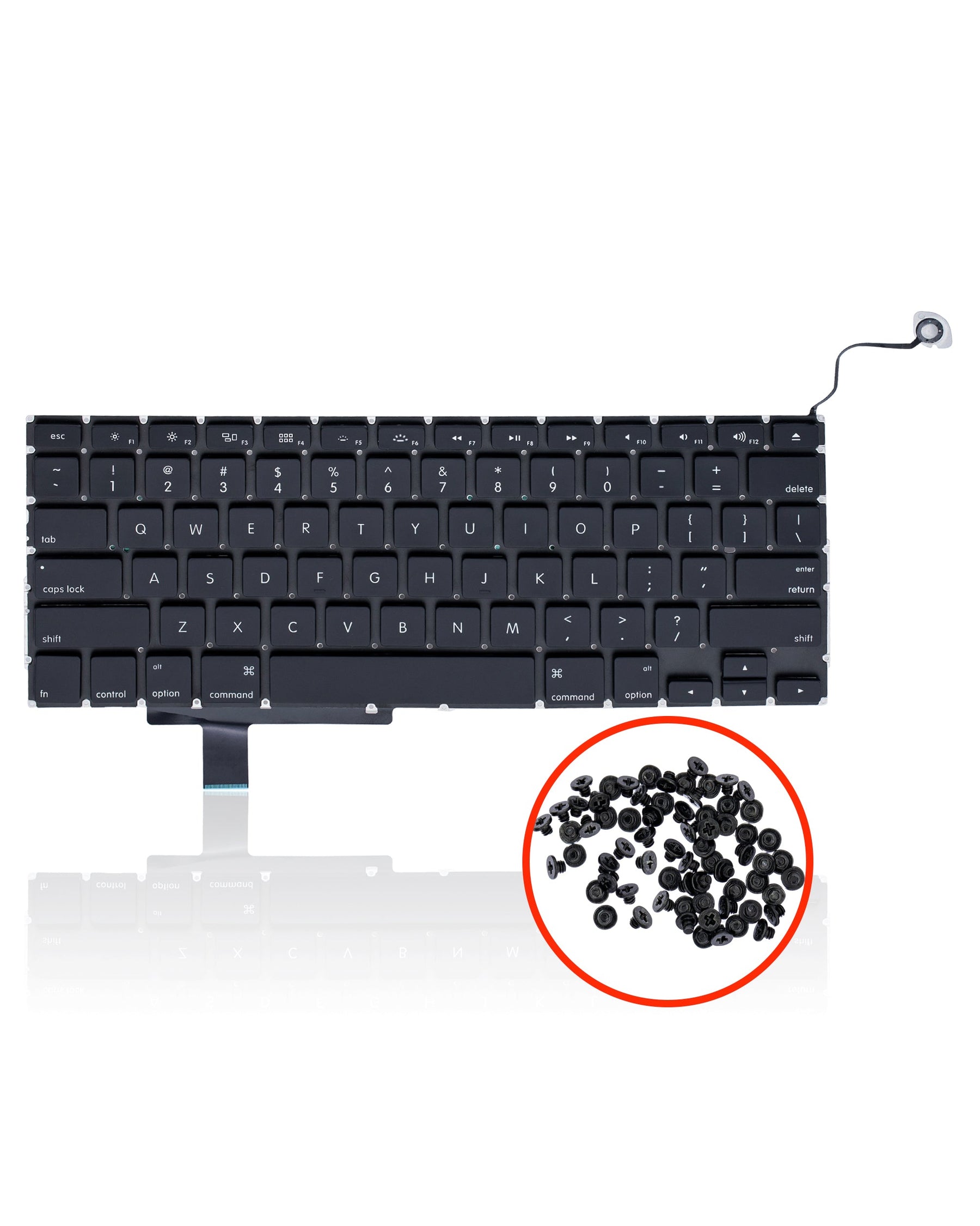 Keyboard + Backlight + Screw (US) Compatible For MacBook Pro Unibody 17" (A1297 / Early 2009 / Mid 2009 / Mid 2010 / Early 2011 / Late 2011)