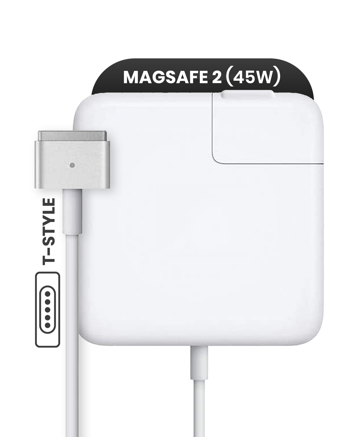 45W MagSafe 2 Power Adapter With Attached Cable Compatible For MacBook (T-Style) (Used OEM Pull)