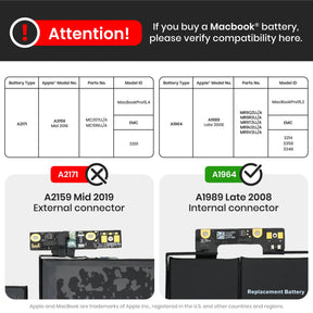 Battery (A1964) Compatible For MacBook Pro 13" (A1989 Late 2018 / Early 2019) (A2251: Mid 2020)