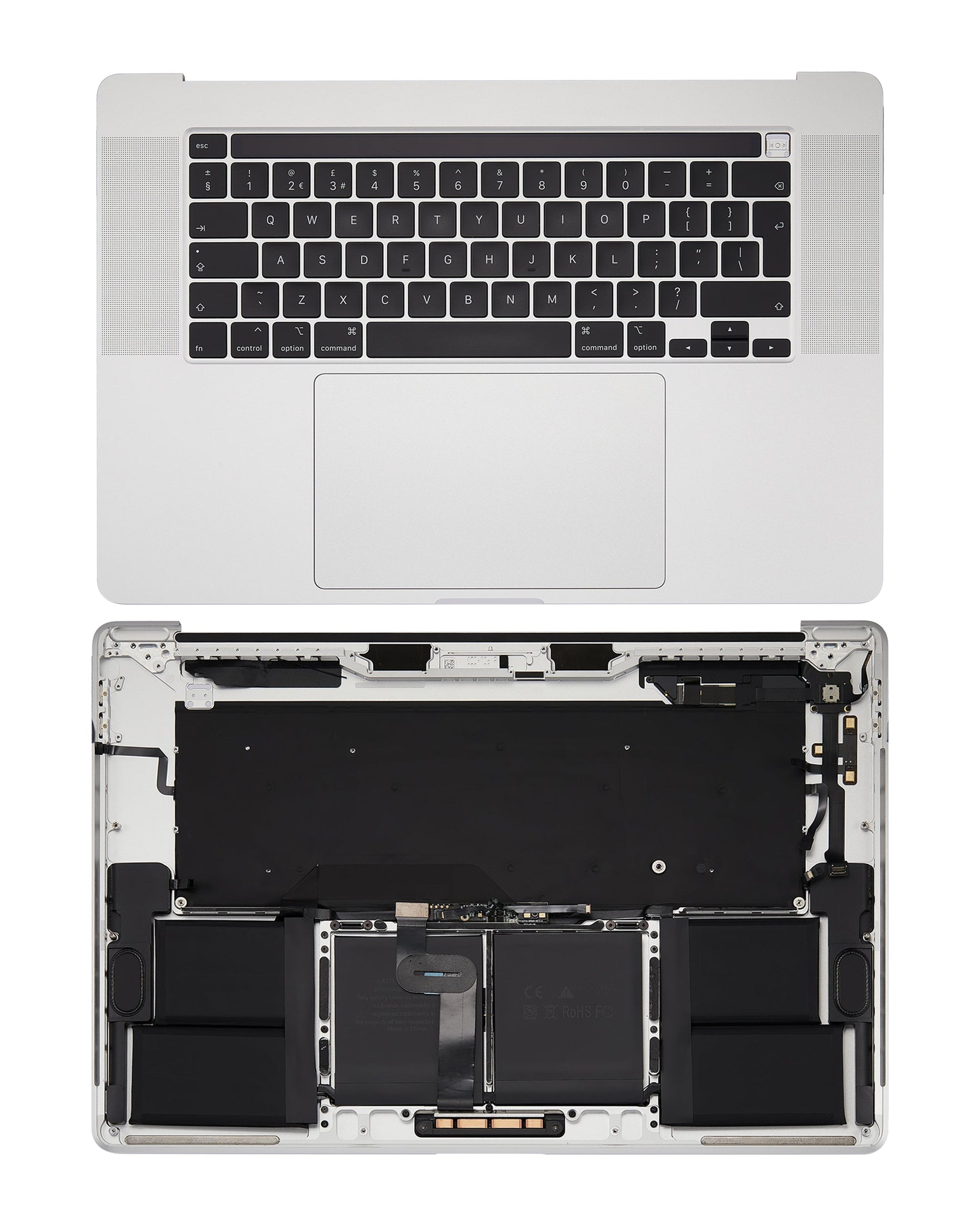 Top Case Assembly With Battery And Keyboard Compatible For MacBook Pro 16" (A2141 / Mid 2019) (UK English) (Used OEM Pull: Grade New) (Silver)