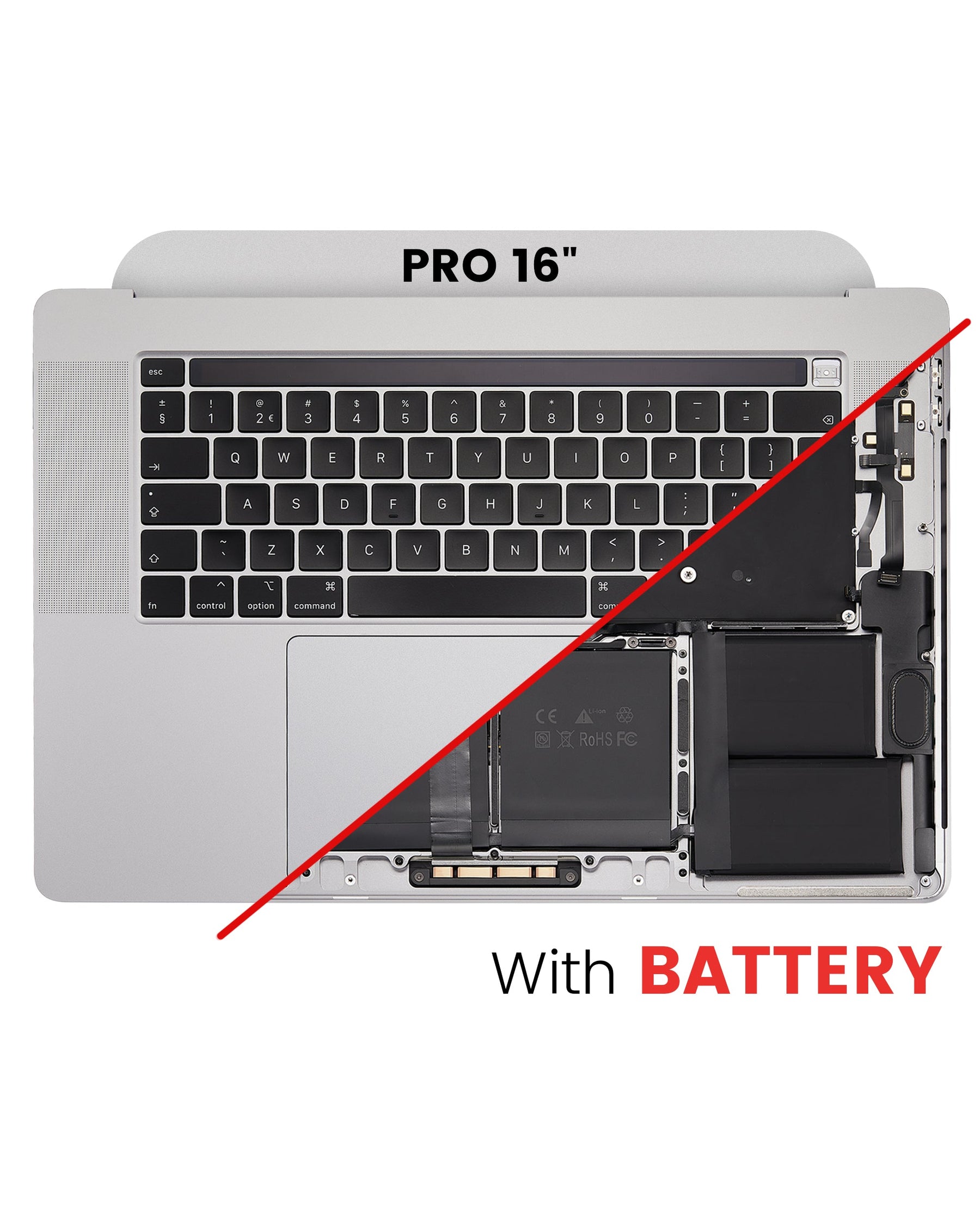 Top Case Assembly With Battery And Keyboard Compatible For MacBook Pro 16" (A2141 / Mid 2019) (UK English) (Used OEM Pull: Grade New) (Space Gray)