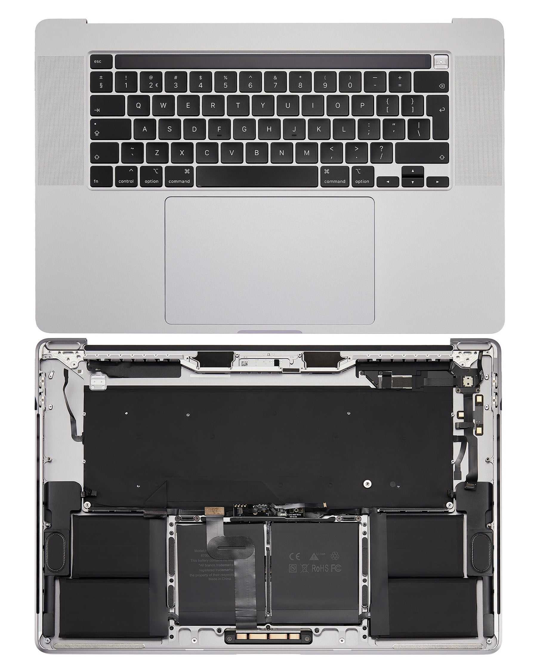 Top Case Assembly With Battery And Keyboard Compatible For MacBook Pro 16" (A2141 / Mid 2019) (UK English) (Used OEM Pull: Grade New) (Space Gray)