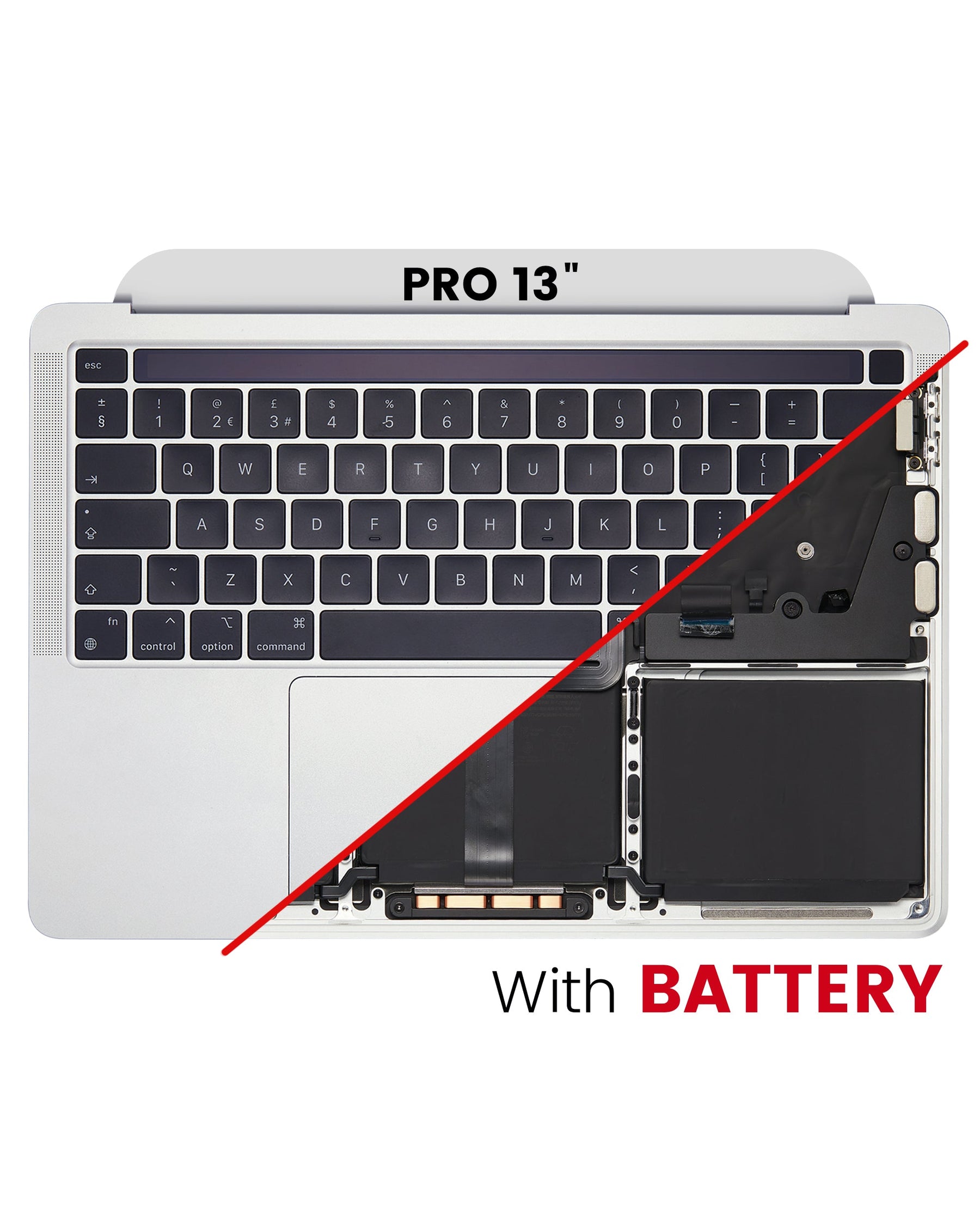 Top Case Assembly With Battery And Keyboard Compatible For MacBook Pro 13" (A2338 / Late 2020) (Silver) (UK Keyboard)