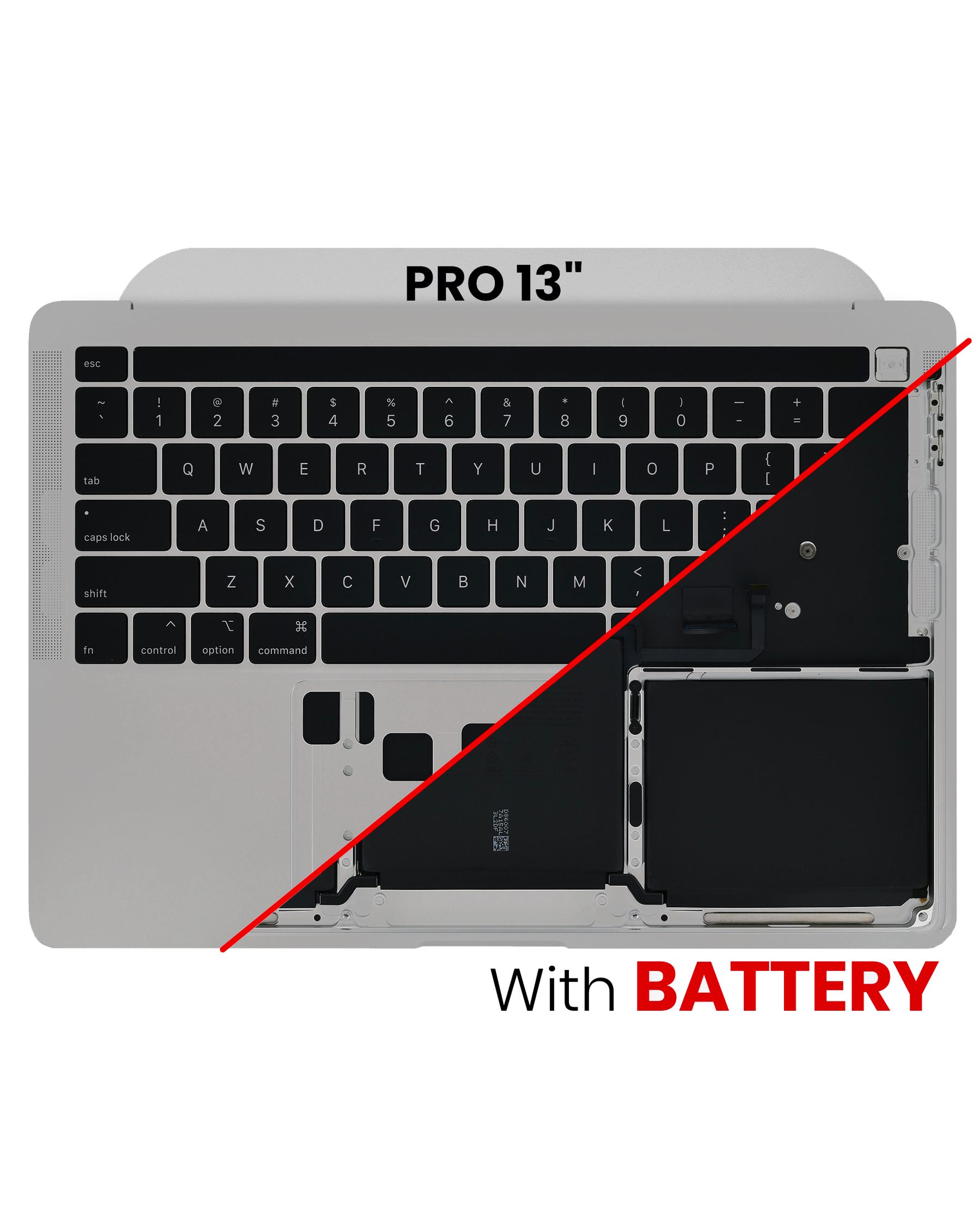 Top Case Assembly With Battery And Keyboard Compatible For MacBook Pro 13" (A2338 / Late 2020) (Used OEM Pull: Grade B/C) (US Keyboard) (Space Gray)