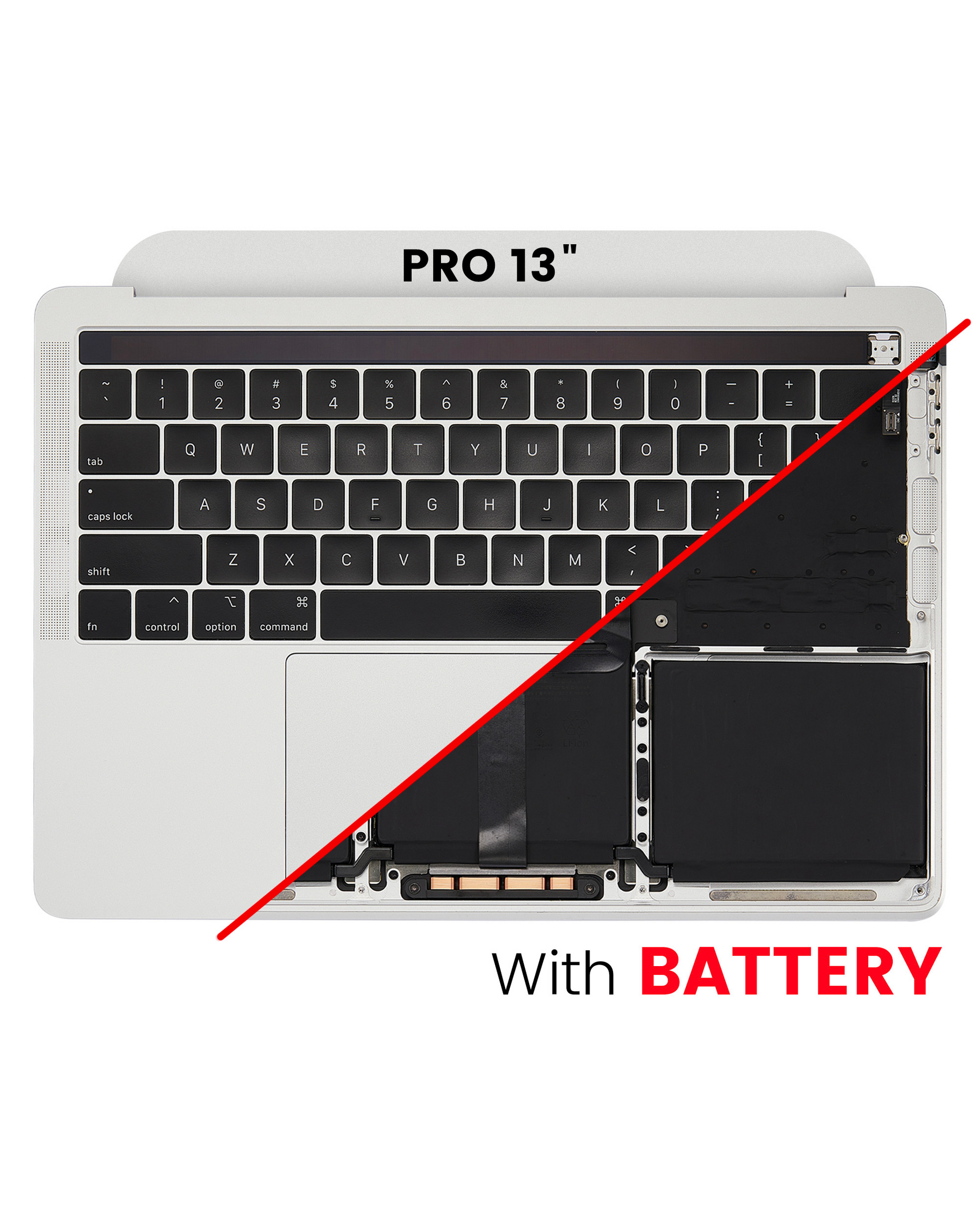 Top Case Assembly (With Battery And Keyboard) Compatible For MacBook Pro 13" (A2159 / Mid 2019) (US English) (Used OEM Pull: Grade B/C) (Silver)