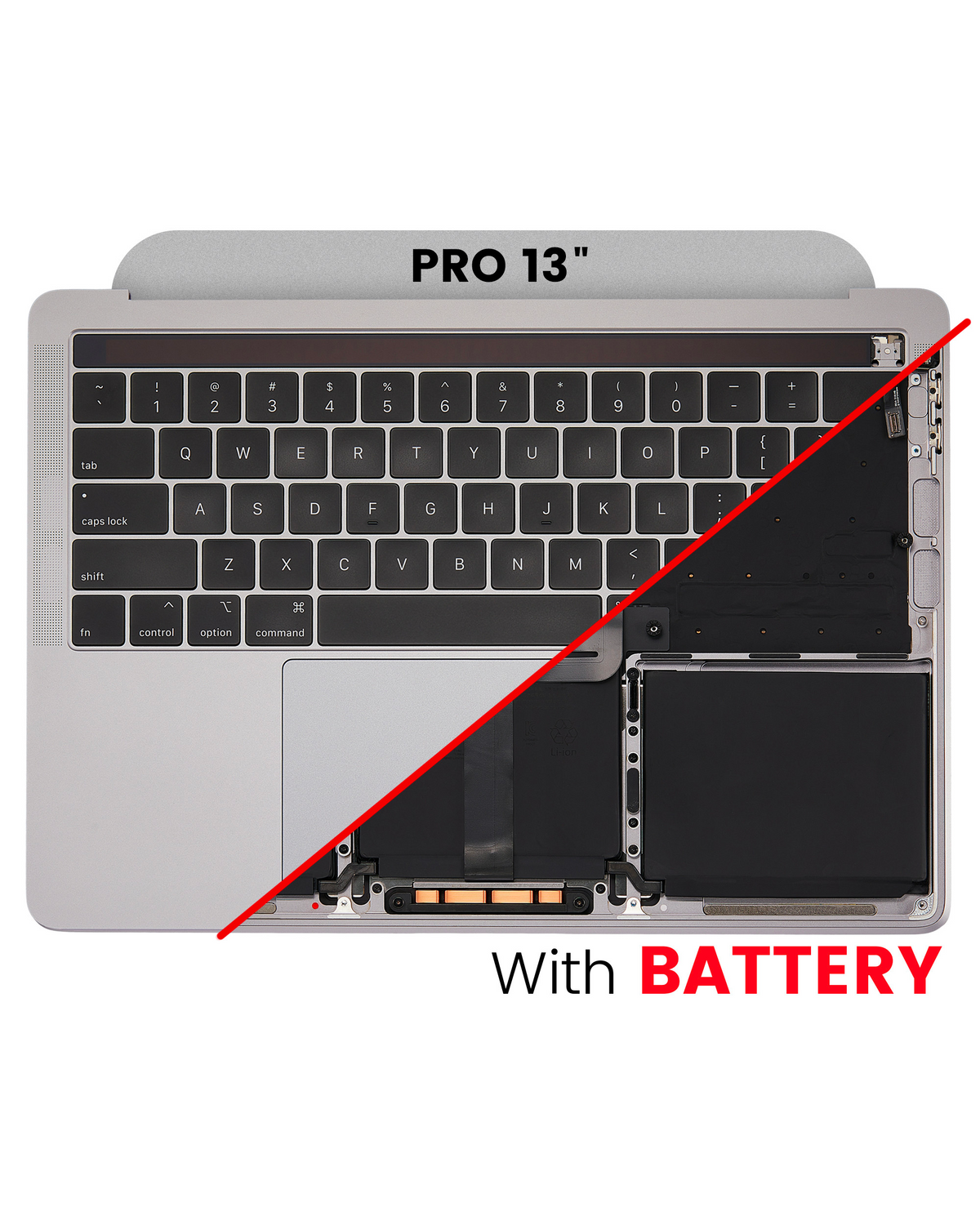 Top Case Assembly (With Battery And Keyboard) Compatible For MacBook Pro 13" (A2159 / Mid 2019) (US English) (Used OEM Pull: Grade A) (Space Gray)