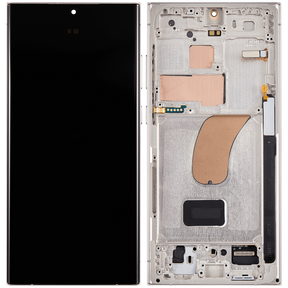 OLED Assembly With Frame Compatible For Samsung Galaxy S23 Ultra 5G Replacement(US & International) (Service Pack) (Cream)