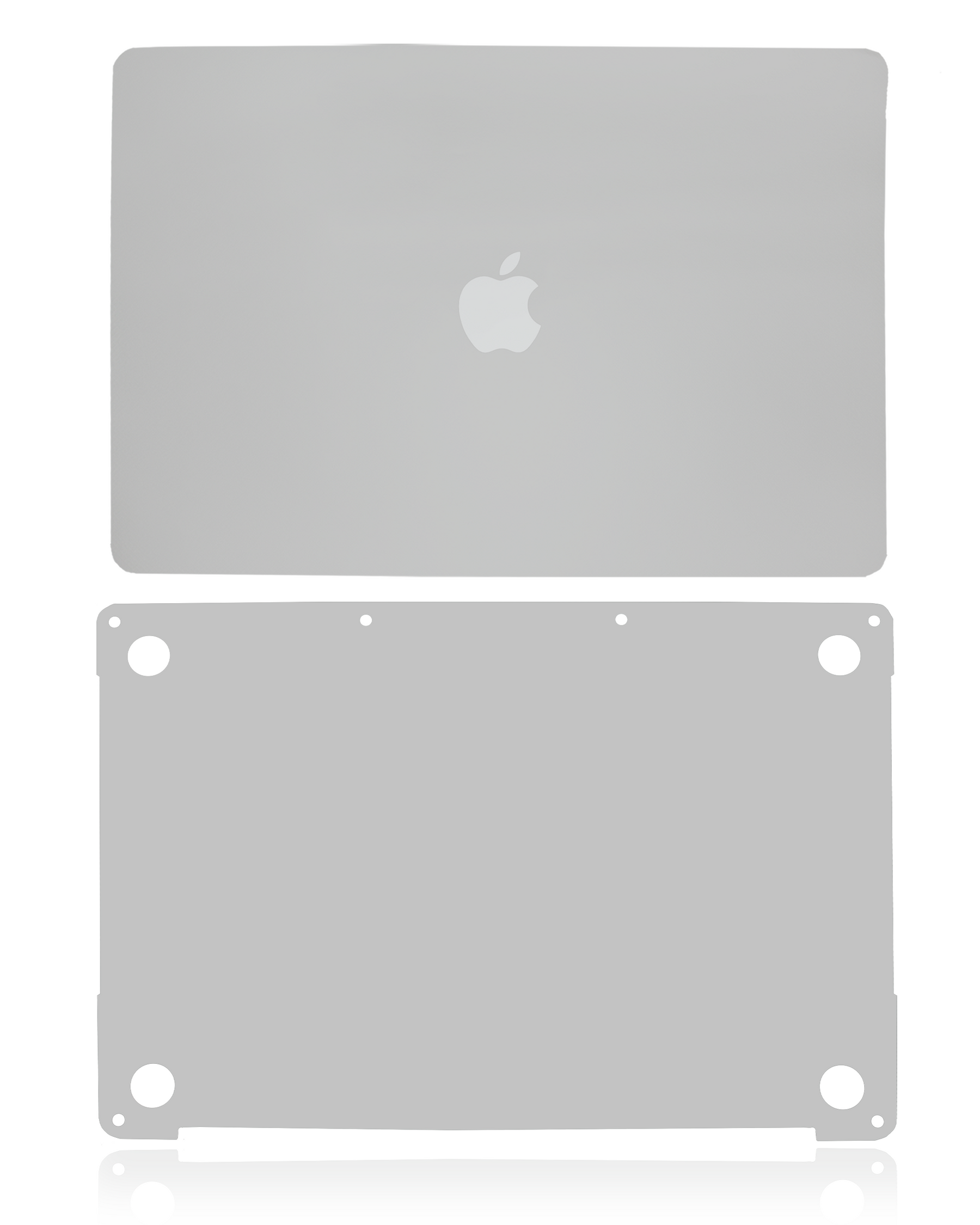 2 in 1 (Top and Bottom) Skin Compatible For MacBookPro 13" (A2251 / Mid 2020) (Silver)