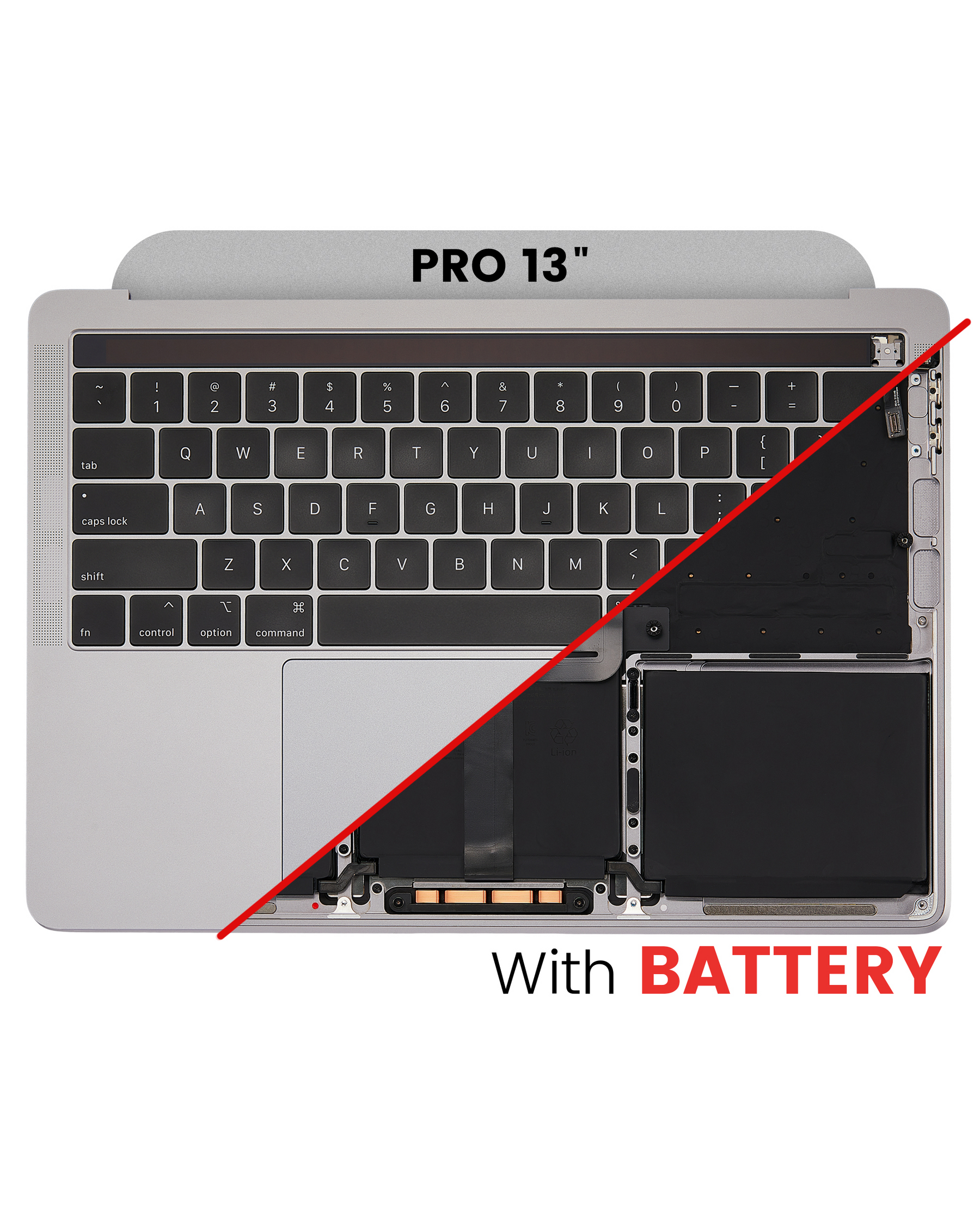 Top Case Assembly (With Battery And Keyboard) Compatible For MacBook Pro 13" (A2159 / Mid 2019) (US English) (Used OEM Pull: Grade B/C) (Space Gray)