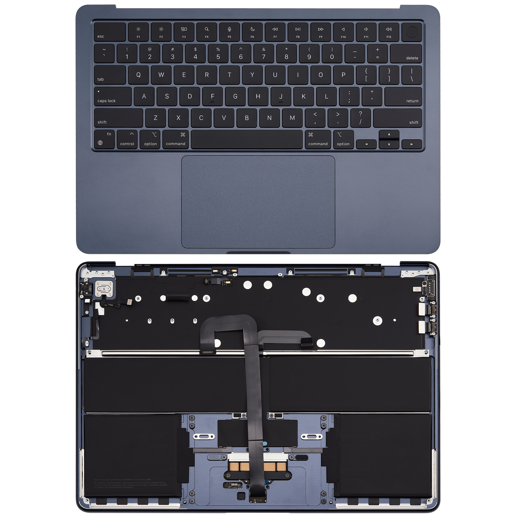 Top Case Assembly With Battery And Keyboard Compatible For MacBook Air 13" (A2681 / Mid 2022) (Midnight) (US Keyboard)