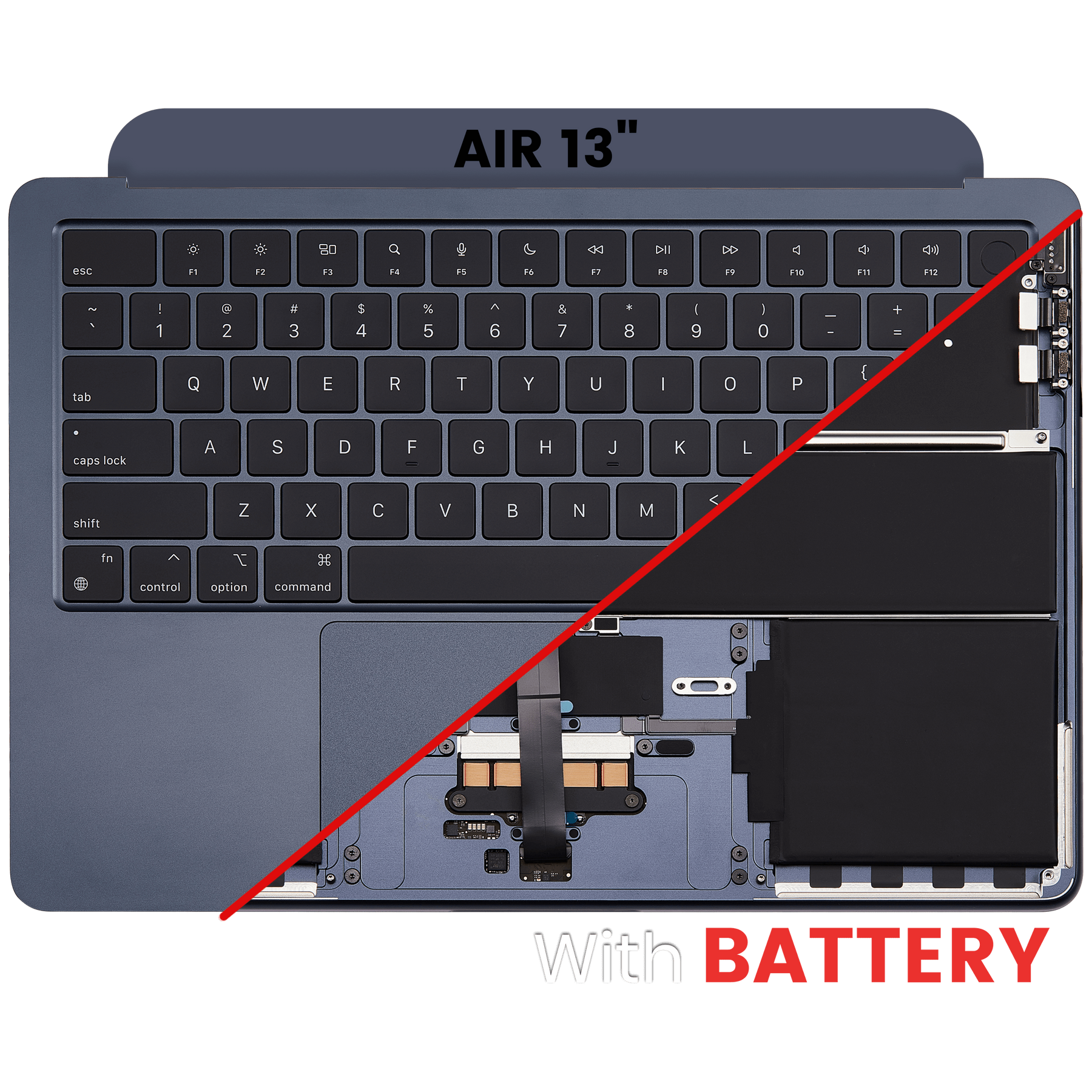 Top Case Assembly With Battery And Keyboard Compatible For MacBook Air 13" (A2681 / Mid 2022) (Midnight) (US Keyboard)