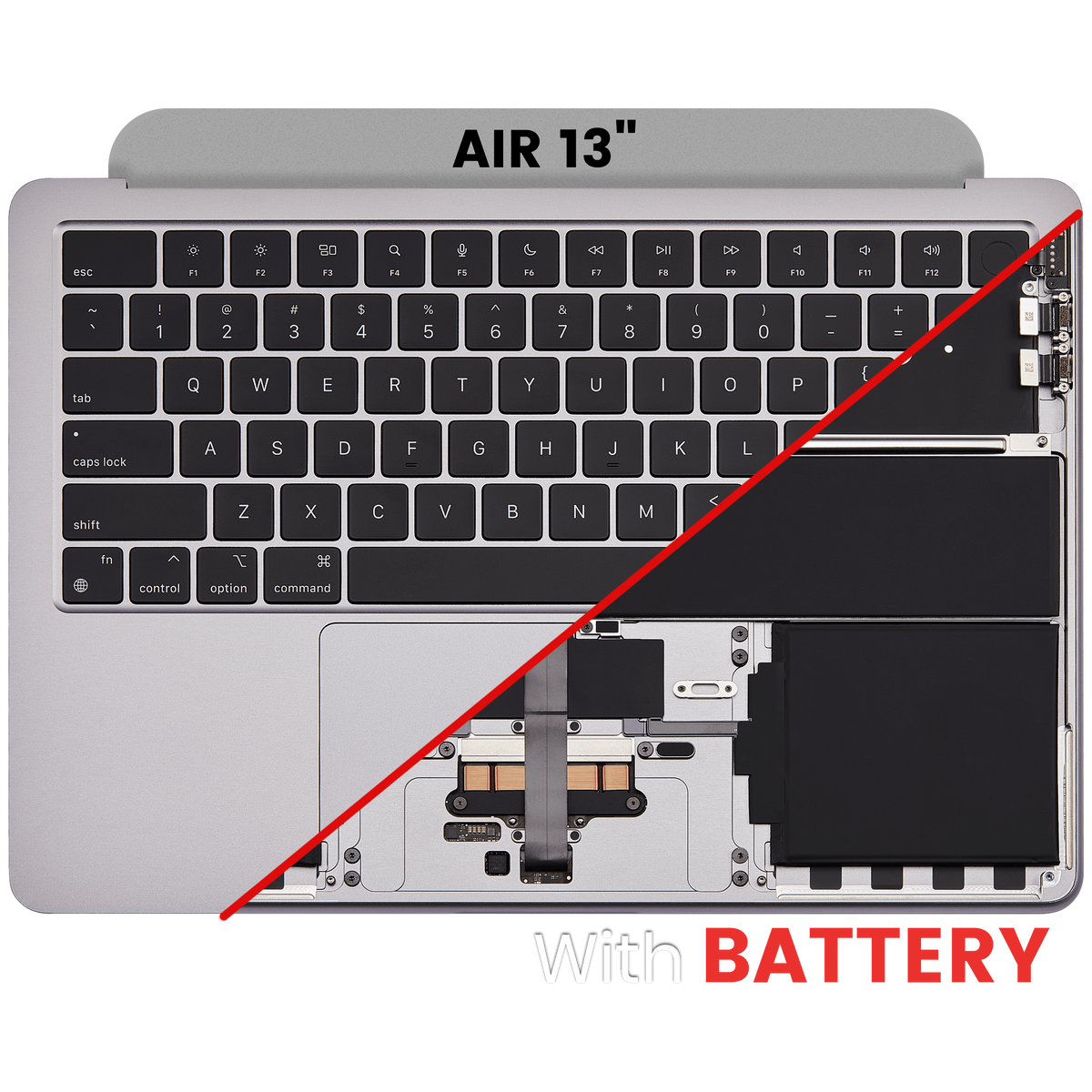Top Case Assembly With Battery And Keyboard Compatible For MacBook Air 13" (A2681 / Mid 2022) (Space Gray) (US Keyboard)