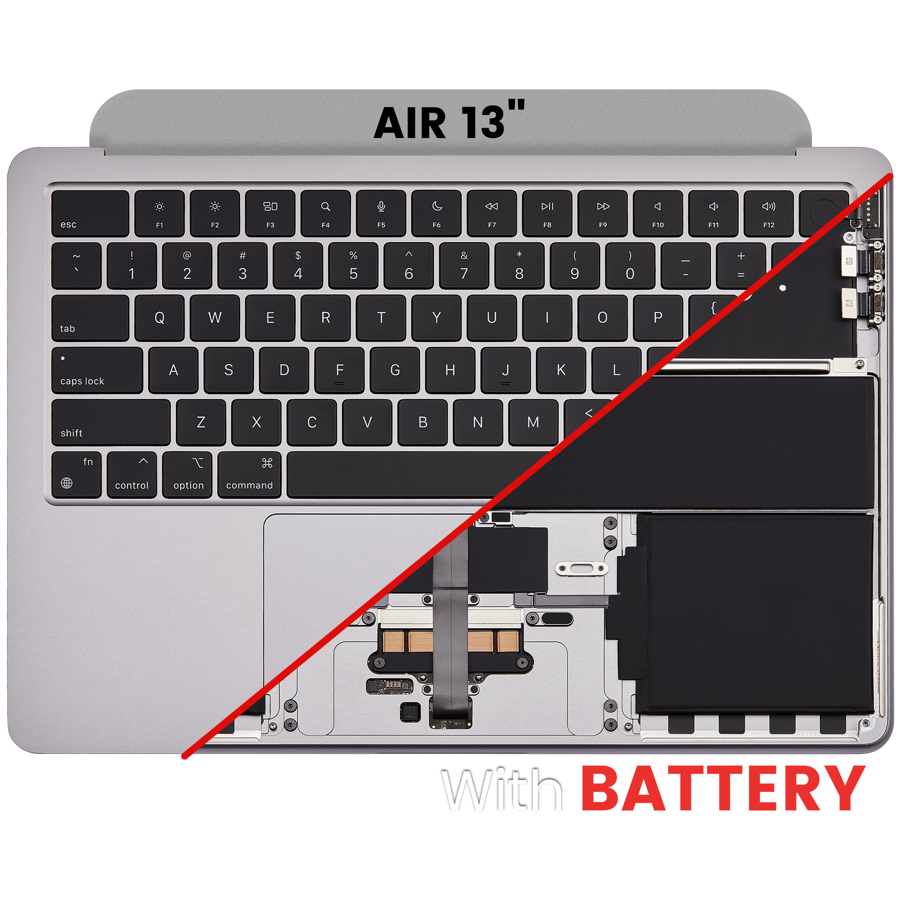 Top Case Assembly With Battery And Keyboard Compatible For MacBook Air 13" (A2681 / Mid 2022) (Space Gray) (US Keyboard)