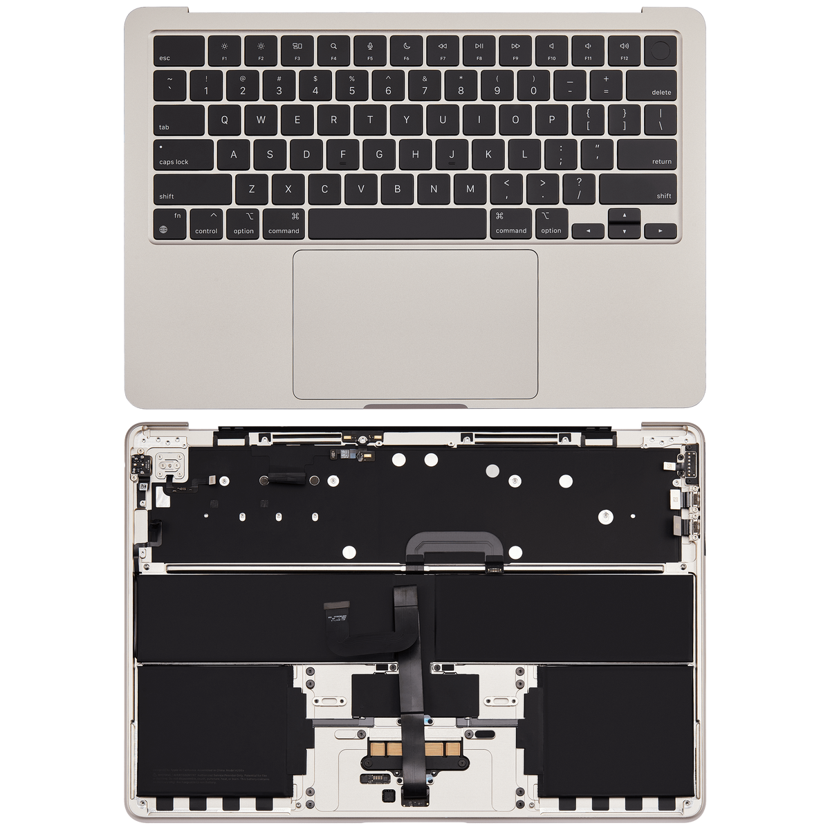 Top Case Assembly With Battery And Keyboard Compatible For MacBook Air 13" (A2681 / Mid 2022) (Starlight) (US Keyboard)