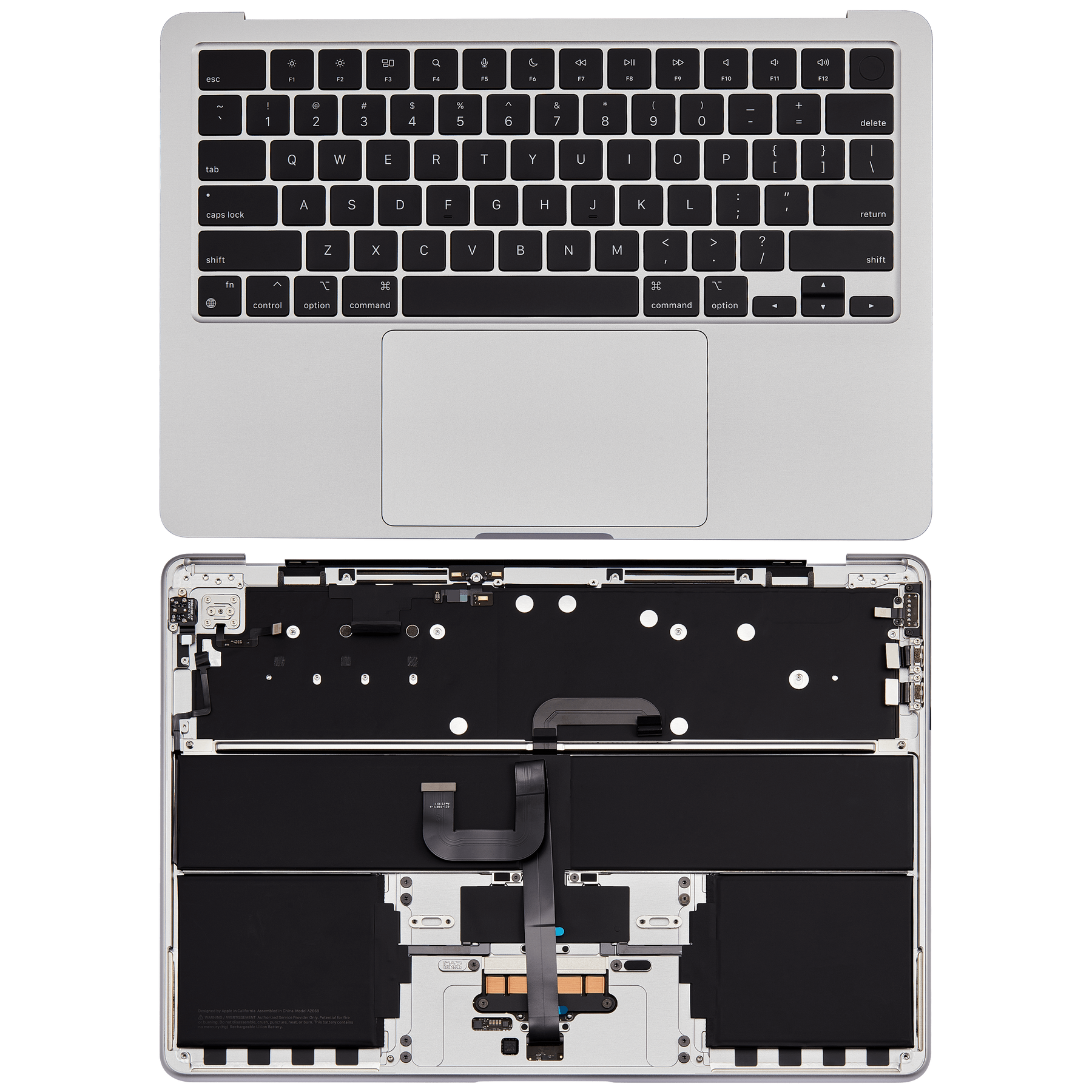 Top Case Assembly With Battery And Keyboard Compatible For MacBook Air 13" (A2681 / Mid 2022) (Silver) (US Keyboard)