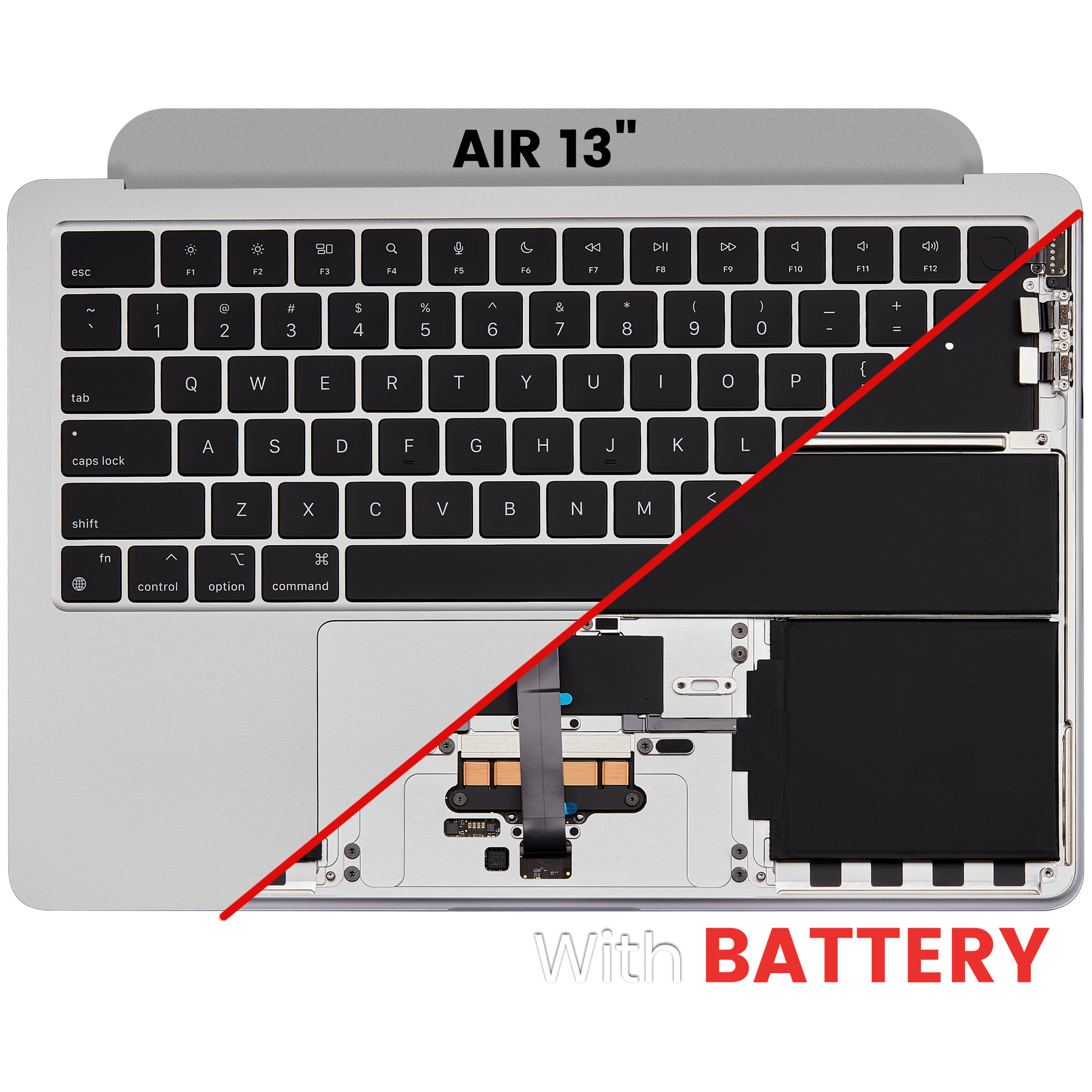 Top Case Assembly With Battery And Keyboard Compatible For MacBook Air 13" (A2681 / Mid 2022) (Silver) (US Keyboard)