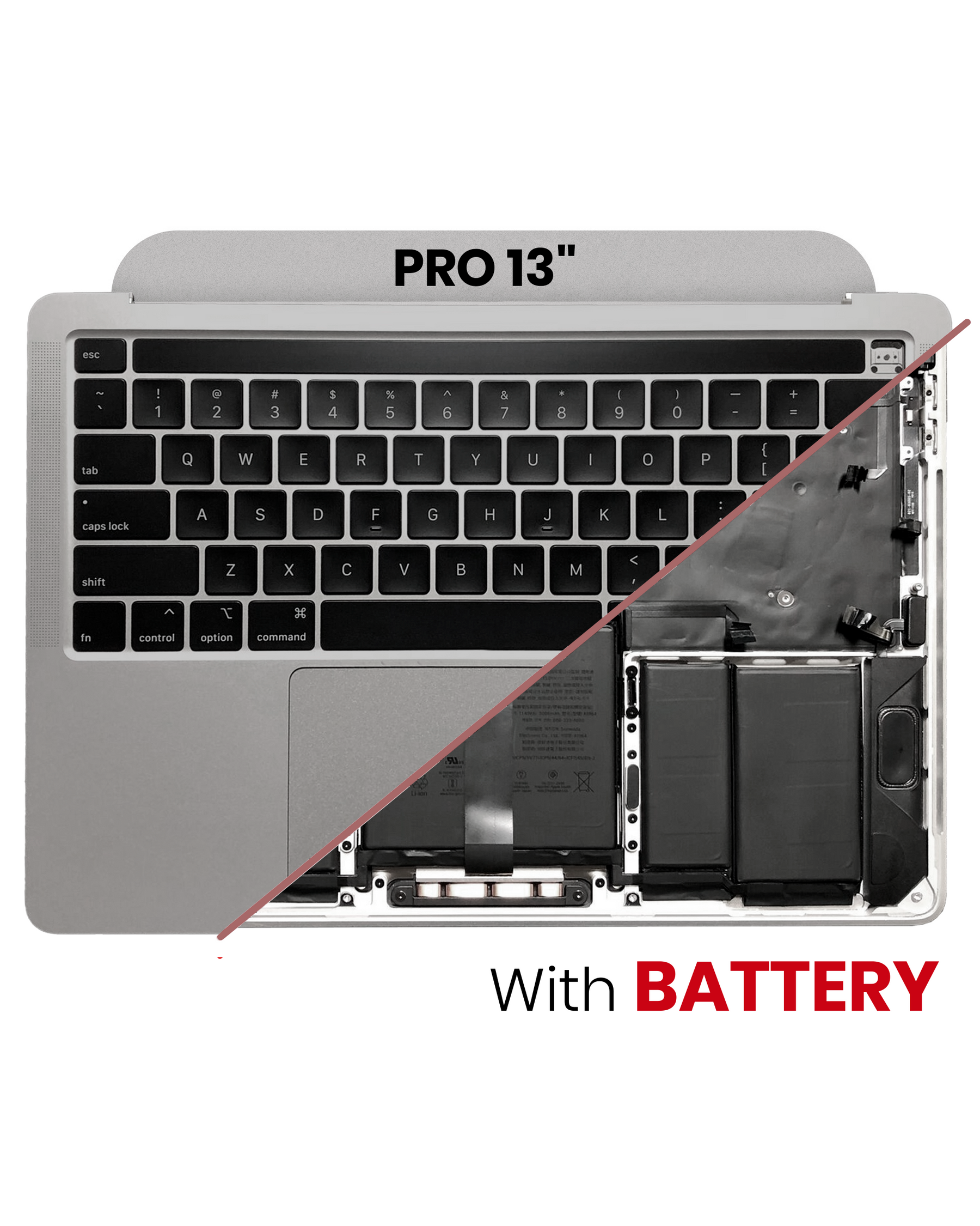 Top Case Assembly With Battery And Keyboard Compatible For MacBook Pro 13" (A2251 / Mid 2020) (US Keyboard) (Silver)