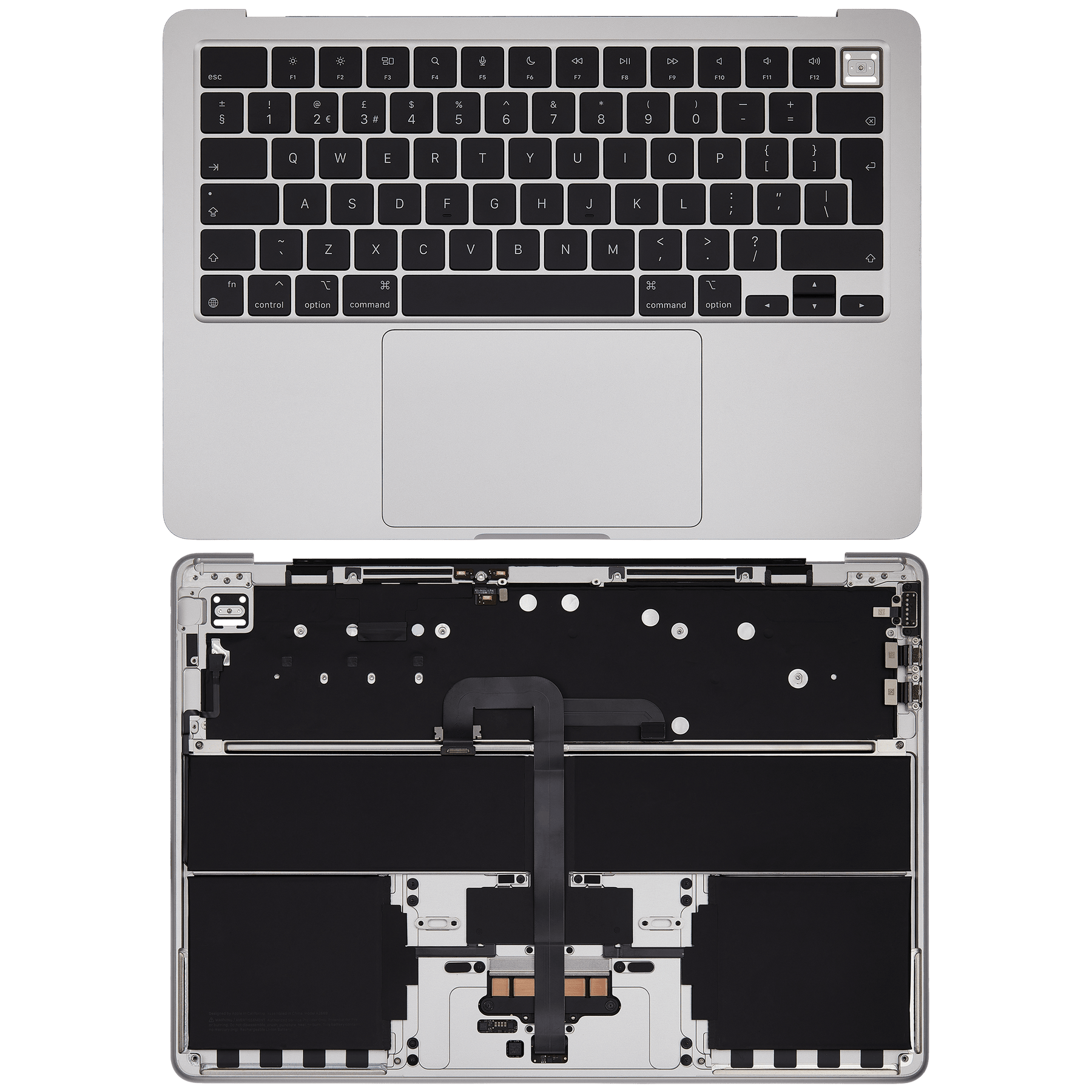 Top Case Assembly With Battery And Keyboard Compatible For MacBook Air 13" (A2681 / Mid 2022) (Silver) (UK Keyboard)