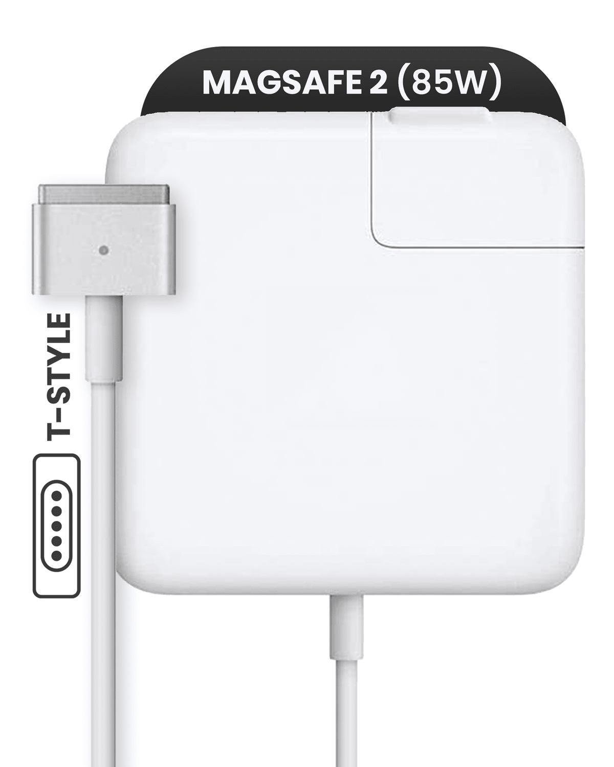 85W MagSafe 2 Power Adapter With Cable (T-Style) For MacBook (OEM Pull Grade: A/B)