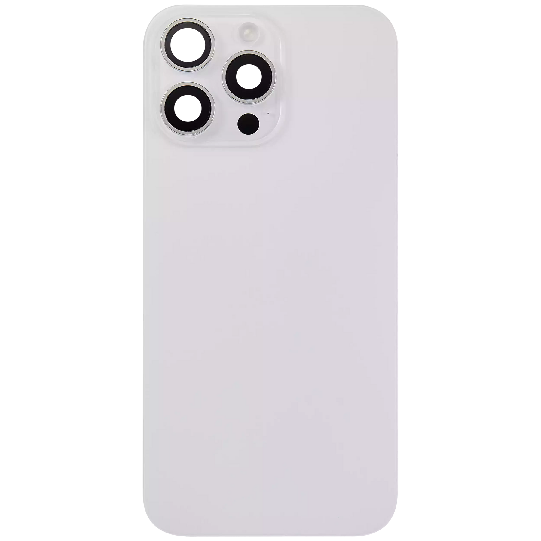 Back Glass With Steel Plate With Wireless NFC Charging MagSafe Magnet & Flashlight Flex Compatible For iPhone 16 Pro Max (Used OEM Pull: Grade A) (White Titanium)
