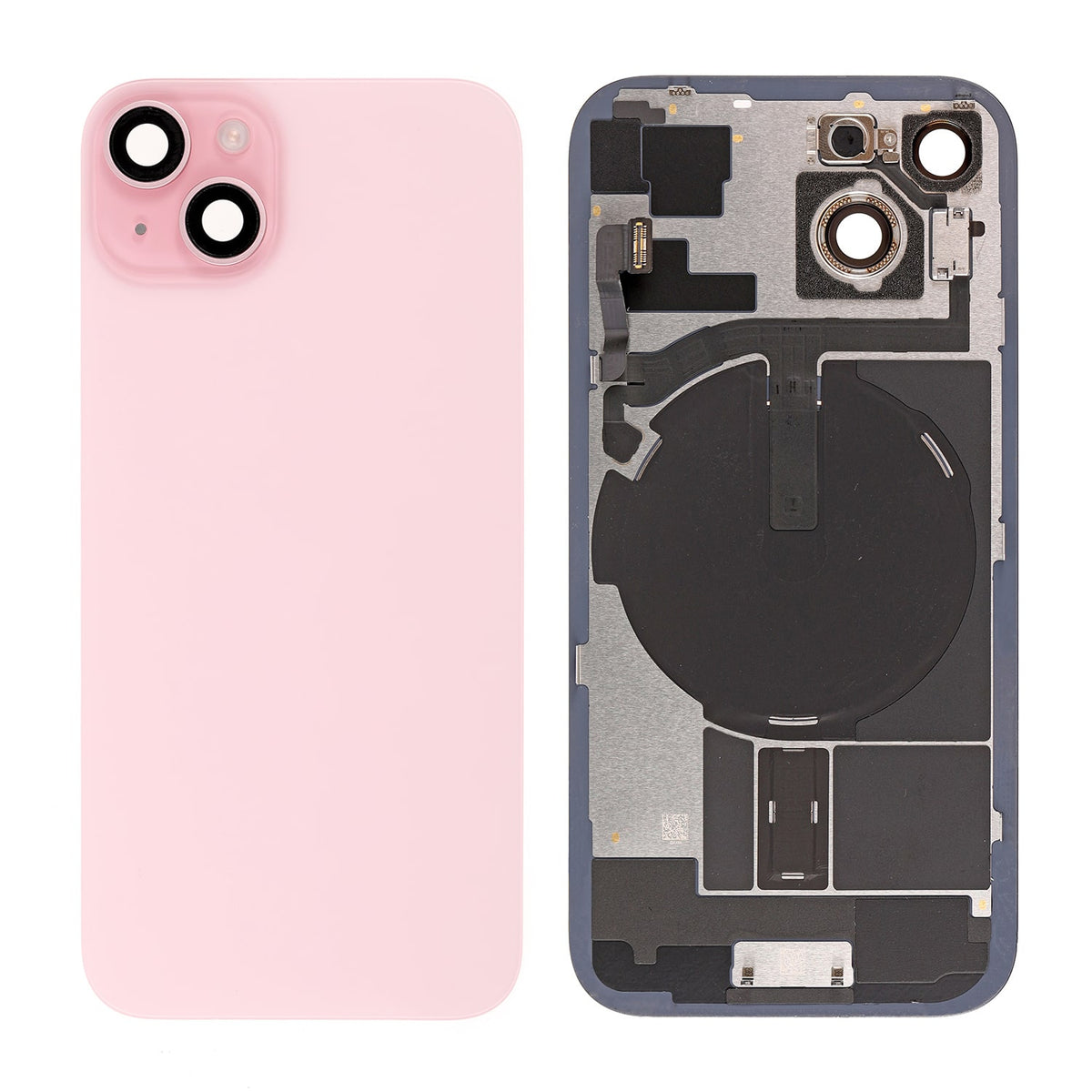 Replacement For iPhone 15 Back Cover Glass With Back Panel Frame-Pink