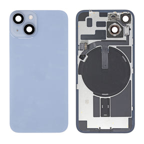 Replacement for iPhone 14 Back Cover Glass with Back Panel Frame - Blue