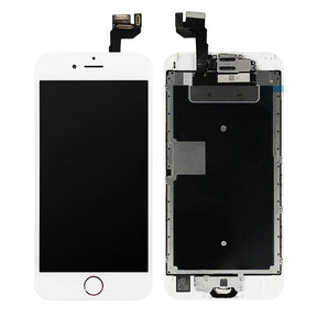 LCD SCREEN FULL ASSEMBLY WITH SILVER RING HOME BUTTON - WHITE FOR IPHONE 6S