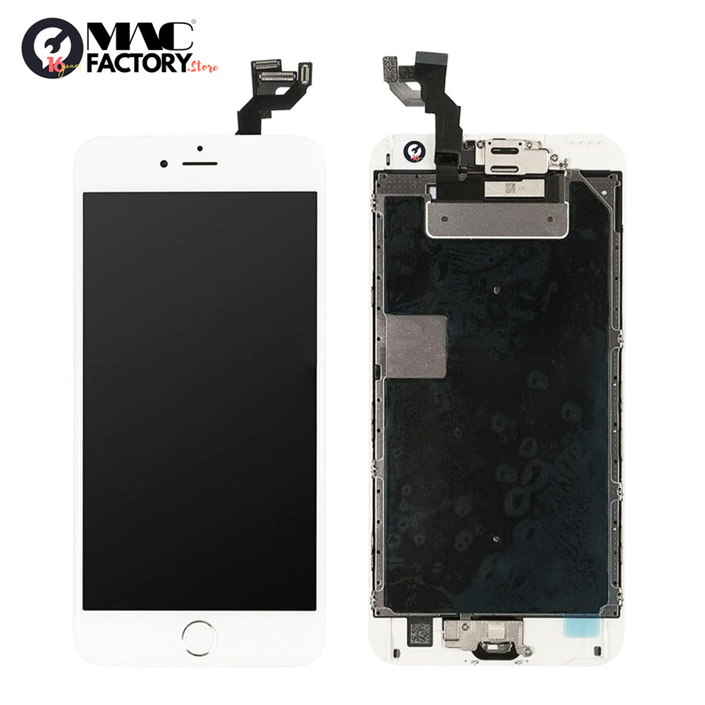 LCD SCREEN FULL ASSEMBLY WITH SILVER RING HOME BUTTON - WHITE FOR IPHONE 6S PLUS