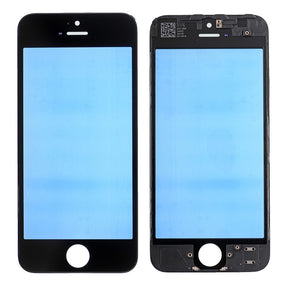 BLACK FRONT GLASS WITH COLD PRESSED FRAME  FOR IPHONE 5