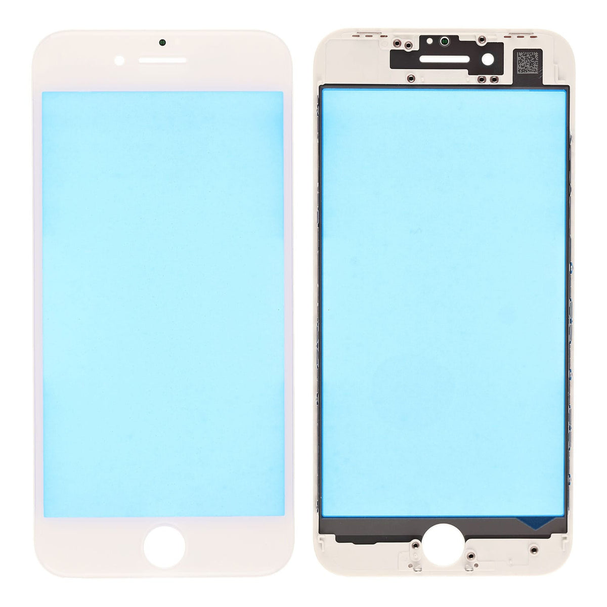 WHITE  FRONT GLASS LENS WITH SUPPORTING FRAME FOR IPHONE 8