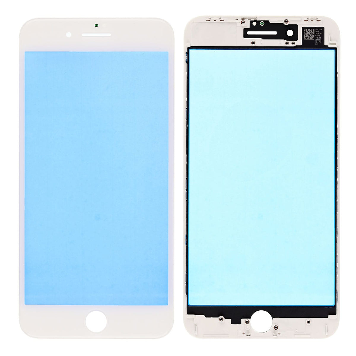 WHITE FRONT GLASS LENS WITH SUPPORTING FRAME  FOR IPHONE 8 PLUS