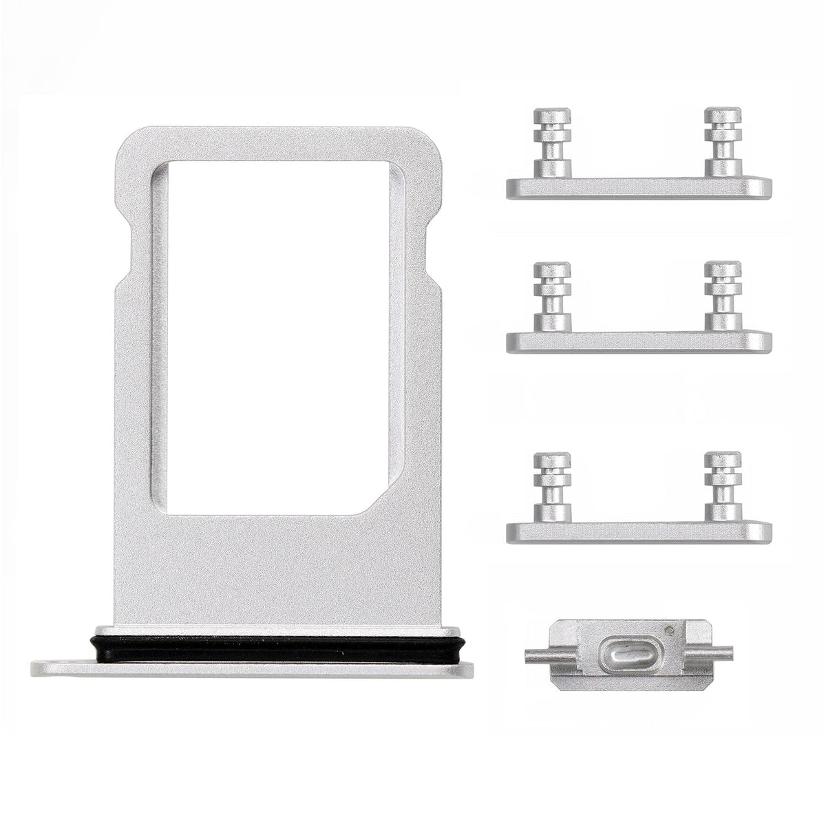 SILVER SIDE BUTTONS SET WITH SIM TRAY FOR IPHONE 8 PLUS