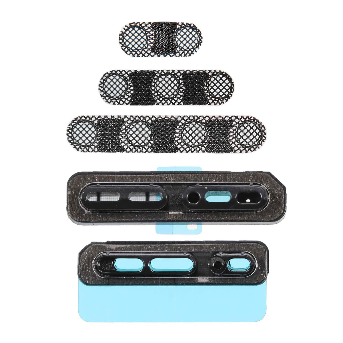 BLACK CHARGE FLEX ANTI-DUST MESH WITH ADHESIVE FOR IPHONE X 5PCS/SET