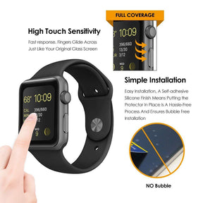 CURVED EDGES TEMPERED GLASS FILM SCREEN PROTECTOR FOR APPLE WATCH S4 44MM