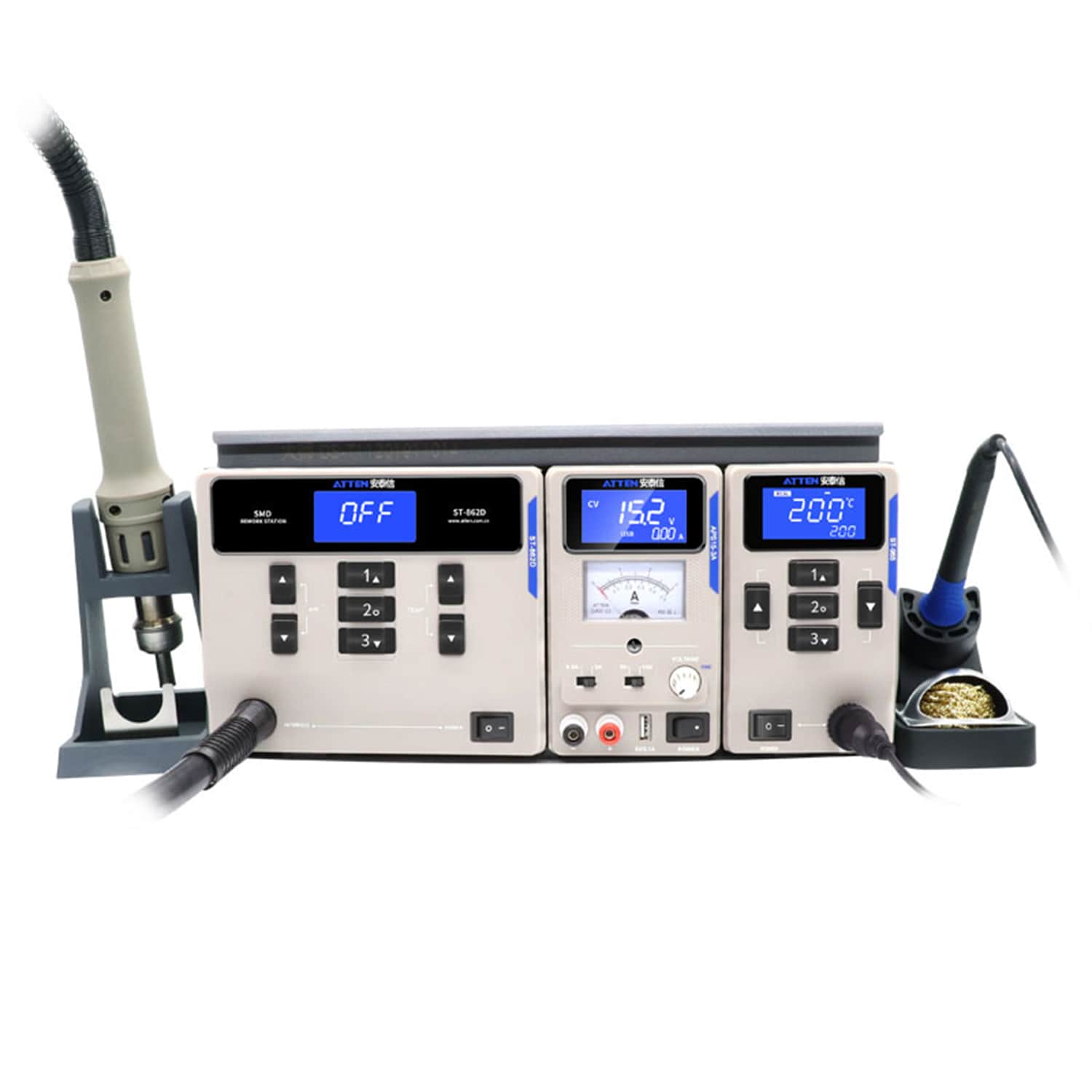 ATTEN MS-300 3IN1 COMBINATION HOT AIR GUN DESOLDERING STATION DC POWER SUPPLY MAINTENANCE SYSTEM