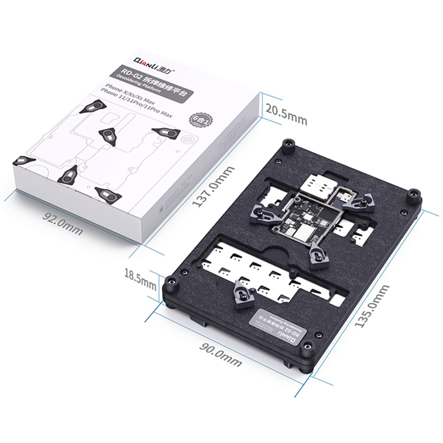 QIANLI TOOLPLUS RD-02 6IN1 MAINBOARD WELDING FIXTURE FOR IPHONE X -11PROMAX