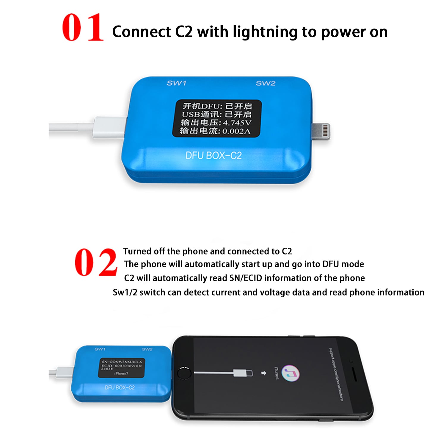 JC DFU BOX C2 FOR MOTHERBOARD ONE KEY DFU IOS RESTORE/BOOTING