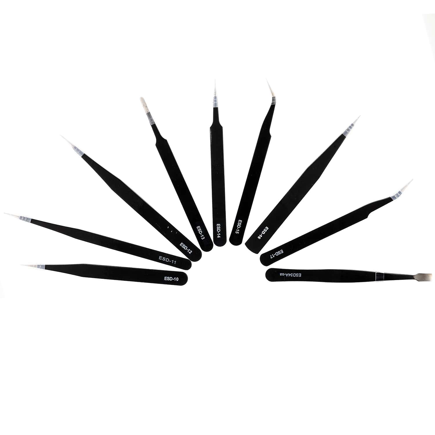 9 IN 1 ANTI-STATIC STAINLESS STEEL TWEEZERS KIT