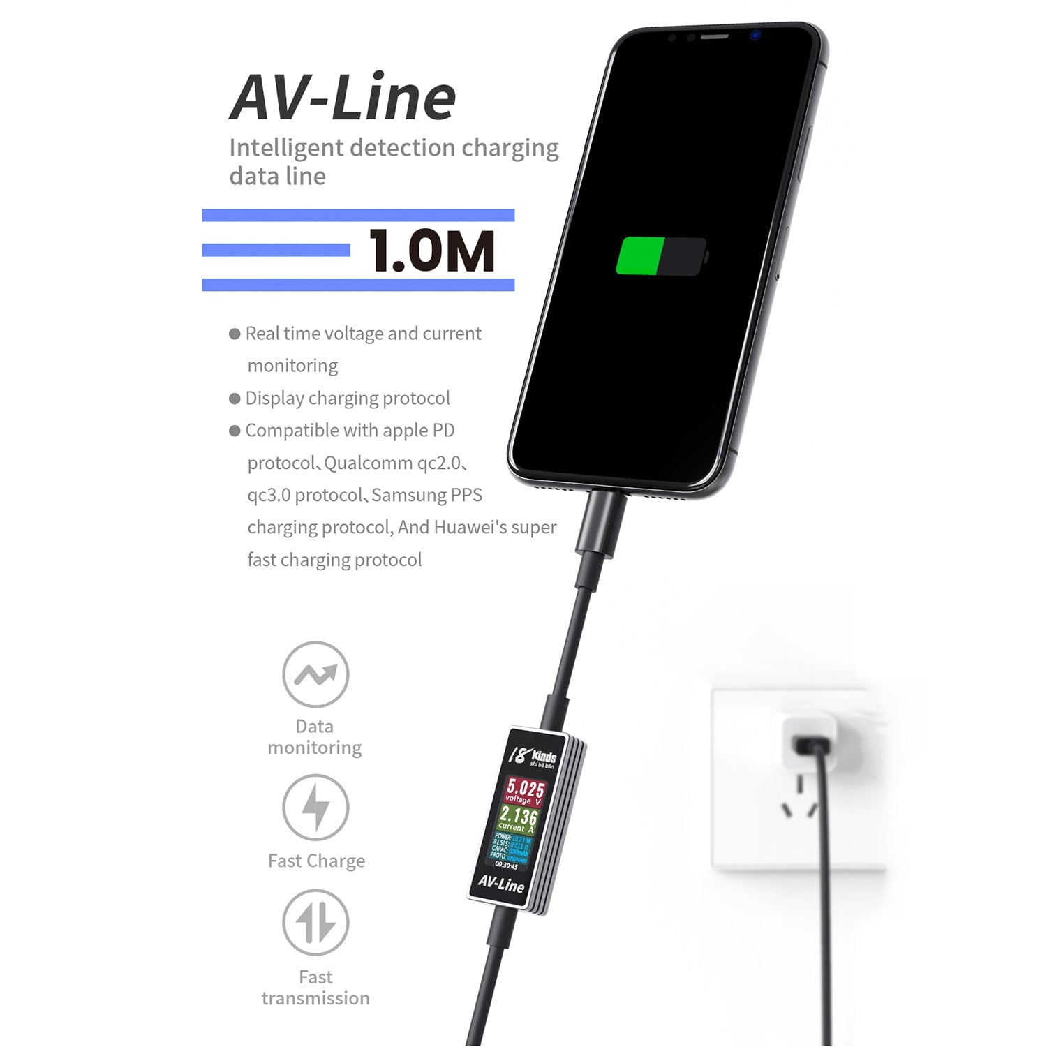 AV-LINE INTELLIGENT DETECTION CHARGING CABLE