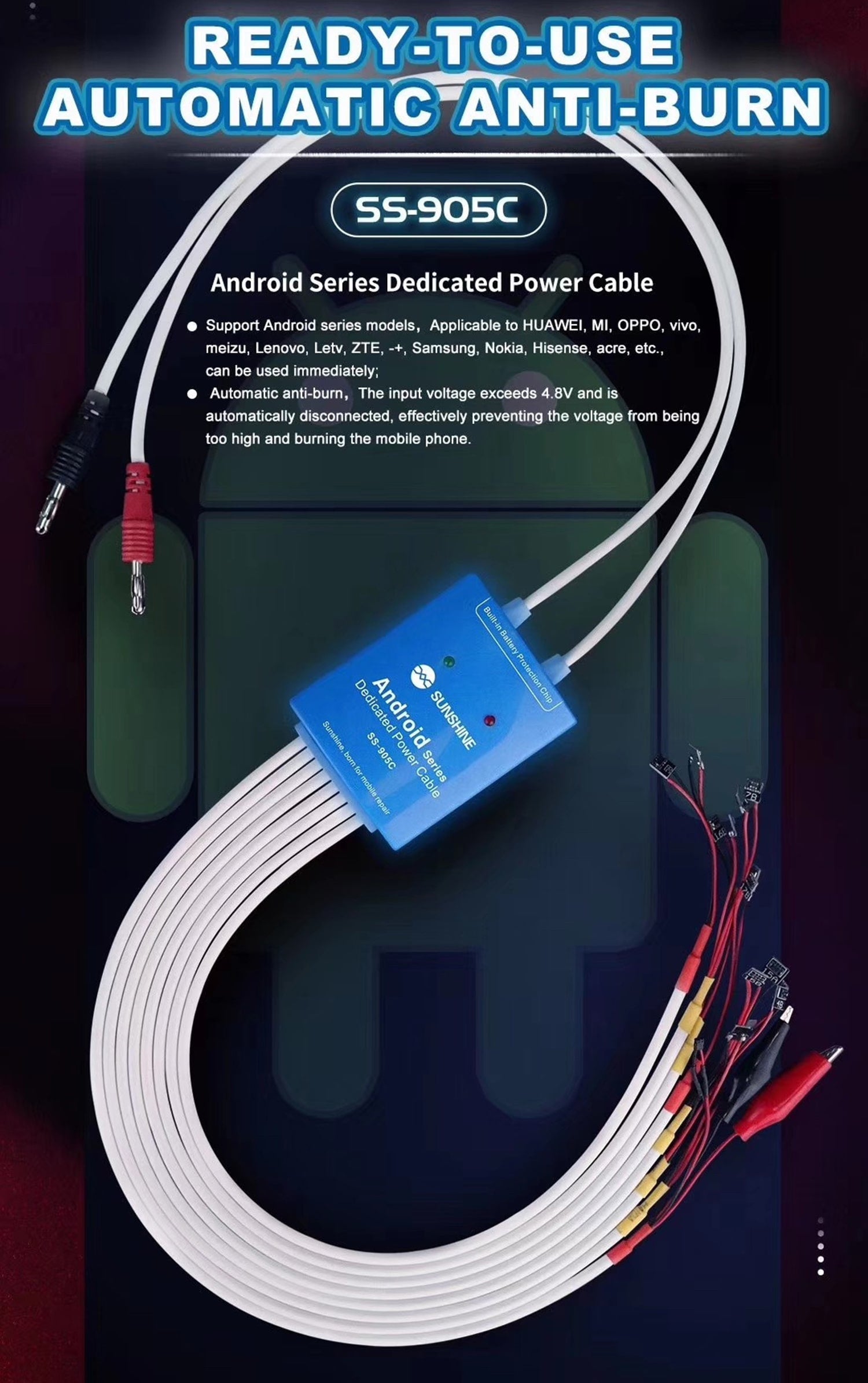 SUNSHINE SS-905C ANDROID SERIES DEDICATED POWER CABLE