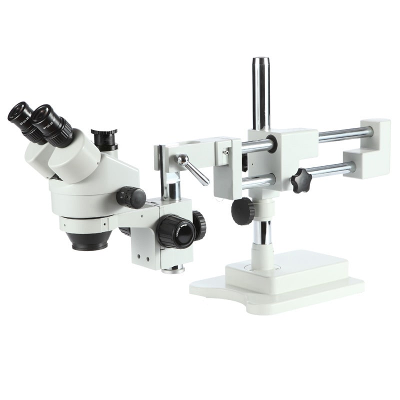 SZM7045-STL2 DOUBLE-ARM BOOM TRINOCULAR STEREO ZOOM INDUSTRIAL MICROSCOPE WITH LED LIGHTS