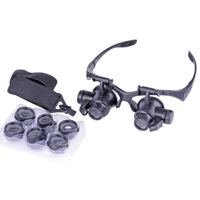 LENS MAGNIFICATION 10X 15X 20X 25X GLASSES TYPE WATCH REPAIR MAGNIFIER WITH LED LIGHT #9892GJ