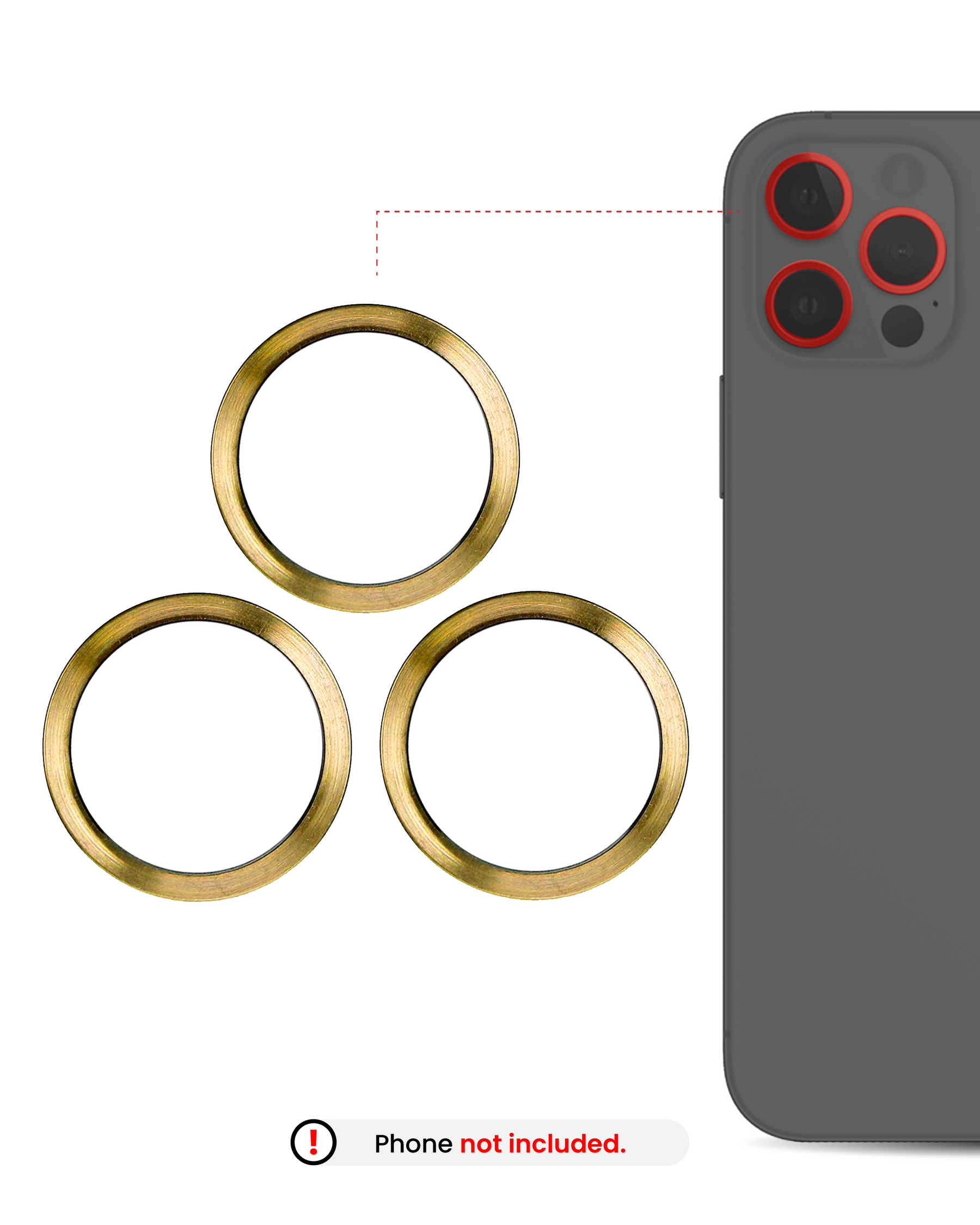 GOLD - BACK CAMERA BEZEL RING ONLY (3 PIECE SET) FOR IPHONE 12 PRO  (10 PACK)