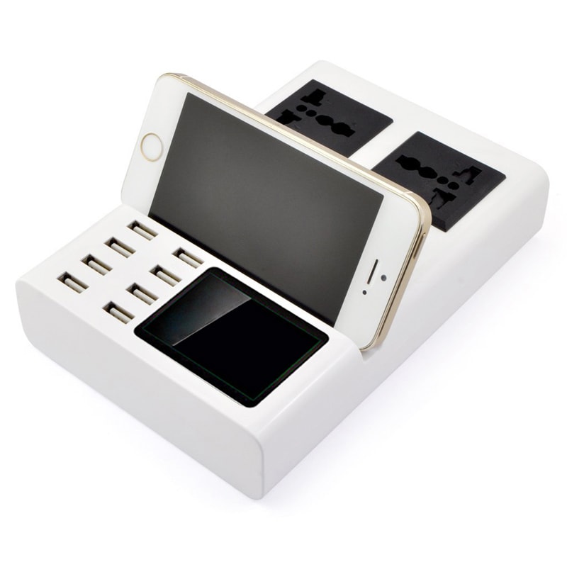 8 PORT USB CHARGING STATION WITH 8A LED DIGITAL DISPLAY AC 100-240V 2500W